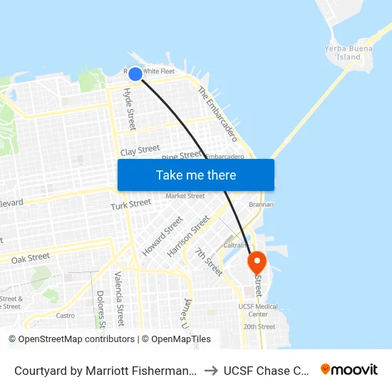 Courtyard by Marriott Fishermans Wharf San Francisco to UCSF Chase Center Station map