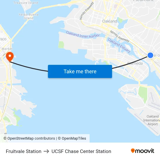 Fruitvale Station to UCSF Chase Center Station map
