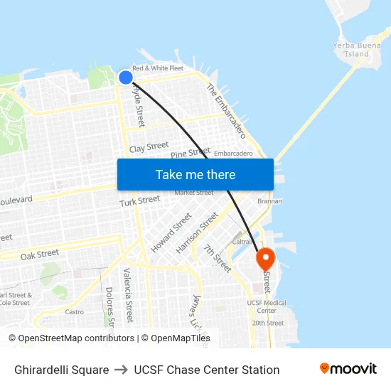 Ghirardelli Square to UCSF Chase Center Station map