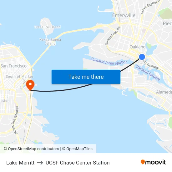 Lake Merritt to UCSF Chase Center Station map