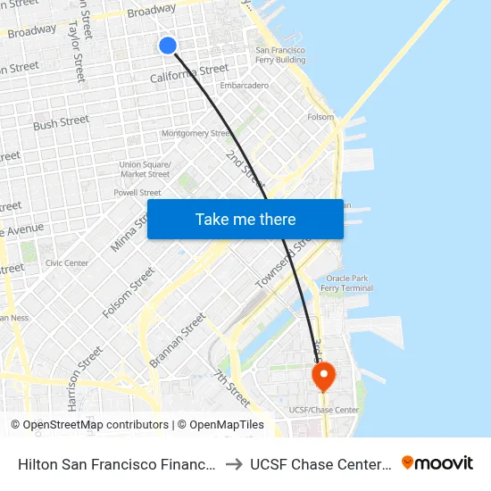 Hilton San Francisco Financial District to UCSF Chase Center Station map
