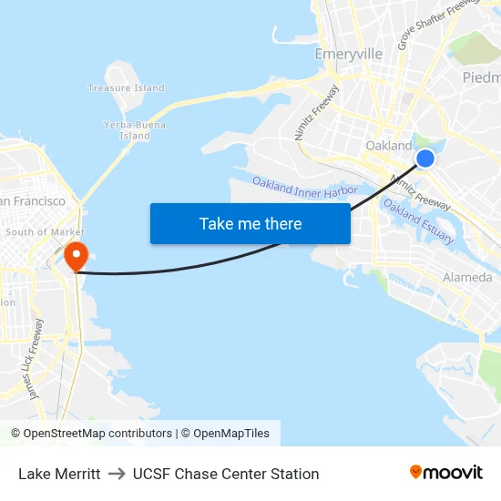 Lake Merritt to UCSF Chase Center Station map