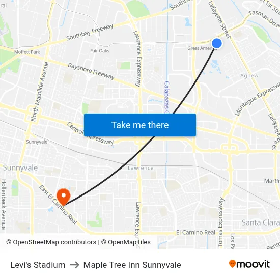 Levi's Stadium to Maple Tree Inn Sunnyvale map