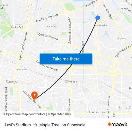 Levi's Stadium to Maple Tree Inn Sunnyvale map