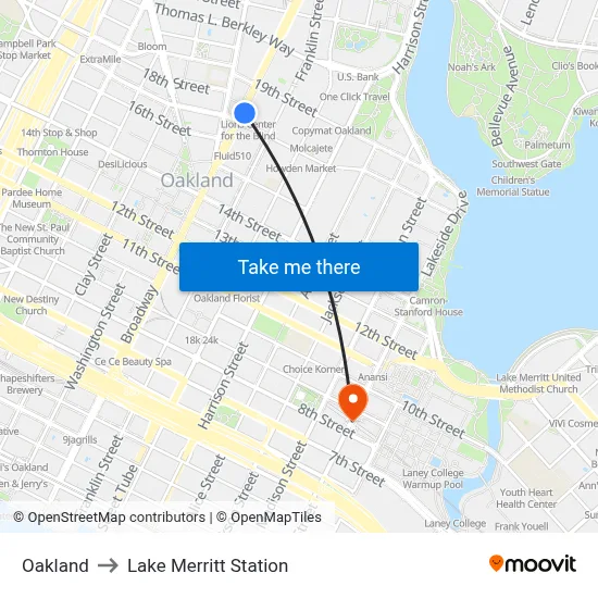 Oakland to Lake Merritt Station map