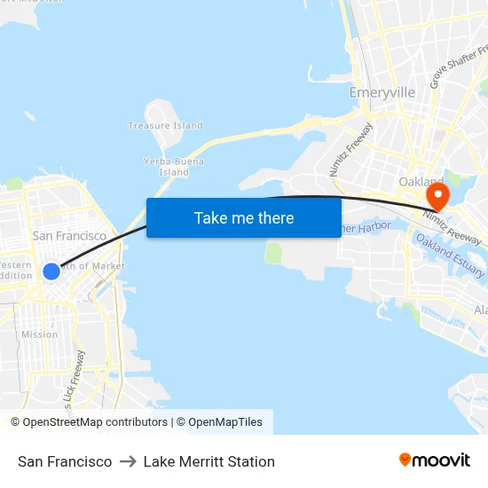 San Francisco to Lake Merritt Station map