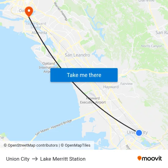 Union City to Lake Merritt Station map