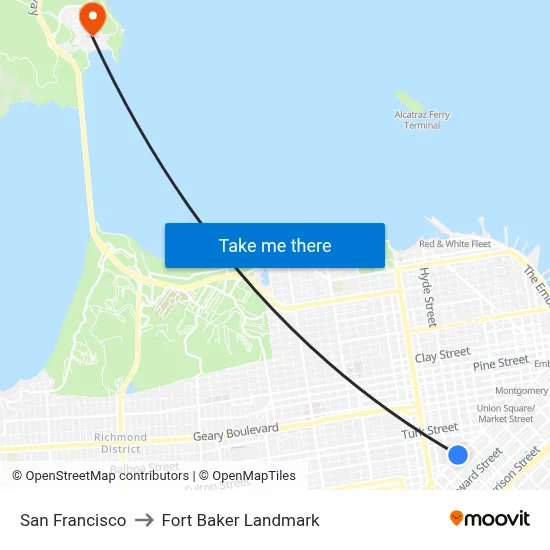 San Francisco to Fort Baker Landmark map