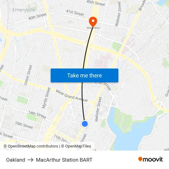 Oakland to MacArthur Station BART map