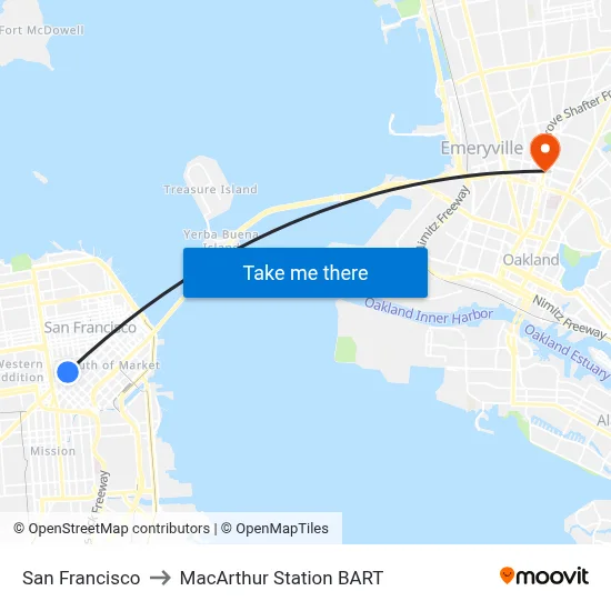 San Francisco to MacArthur Station BART map