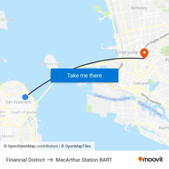 Financial District to MacArthur Station BART map