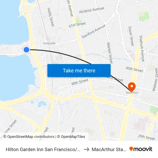 Hilton Garden Inn San Francisco/Oakland Bay Bridge to MacArthur Station BART map