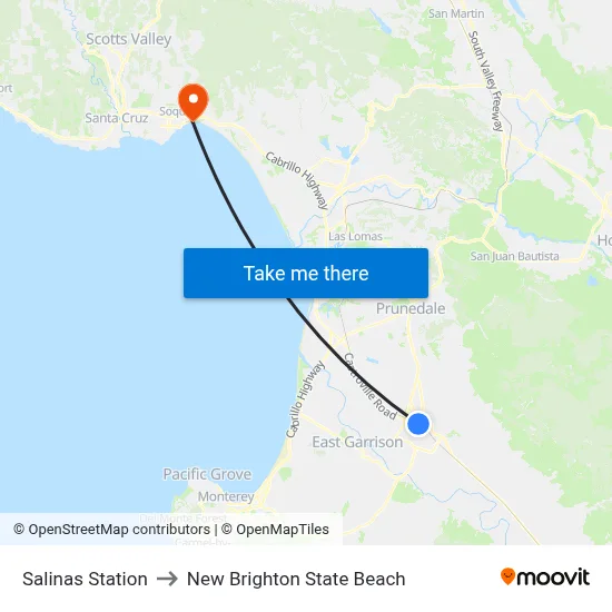 Salinas Station to New Brighton State Beach map
