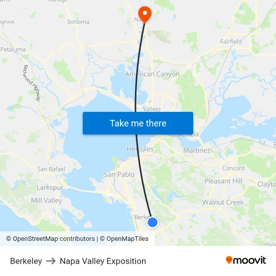 Berkeley to Napa Valley Exposition map