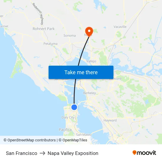 San Francisco to Napa Valley Exposition map