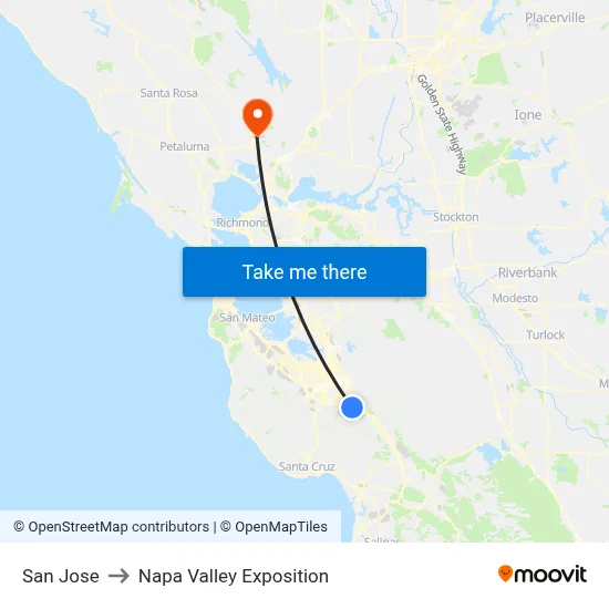 San Jose to Napa Valley Exposition map