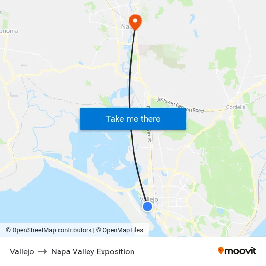 Vallejo to Napa Valley Exposition map