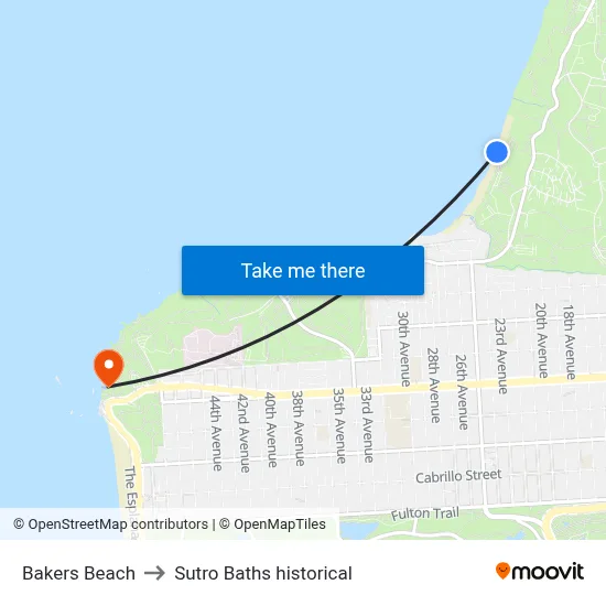 Bakers Beach to Sutro Baths historical map