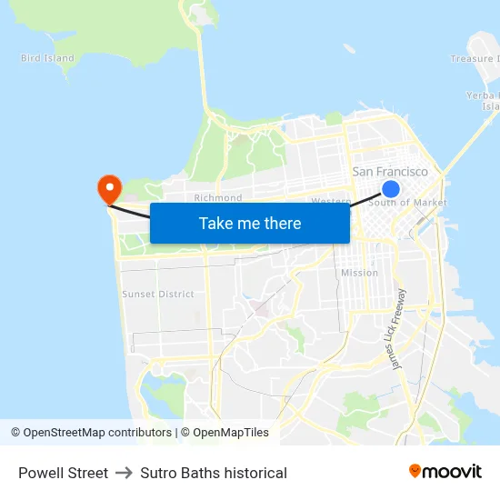 Powell Street to Sutro Baths historical map