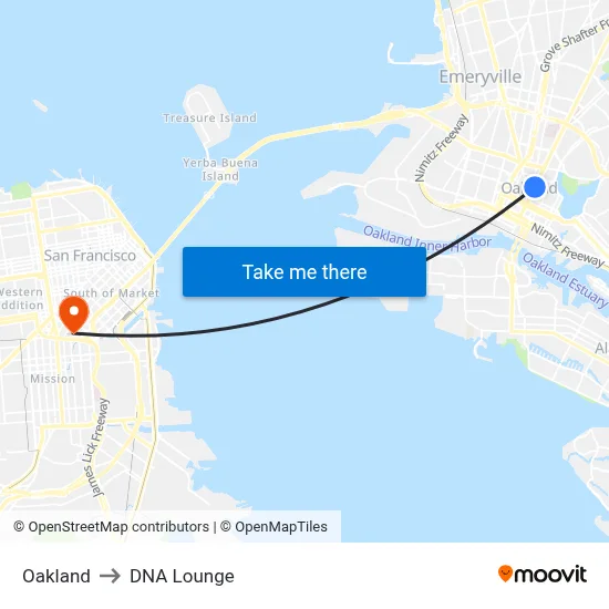 Oakland to DNA Lounge map