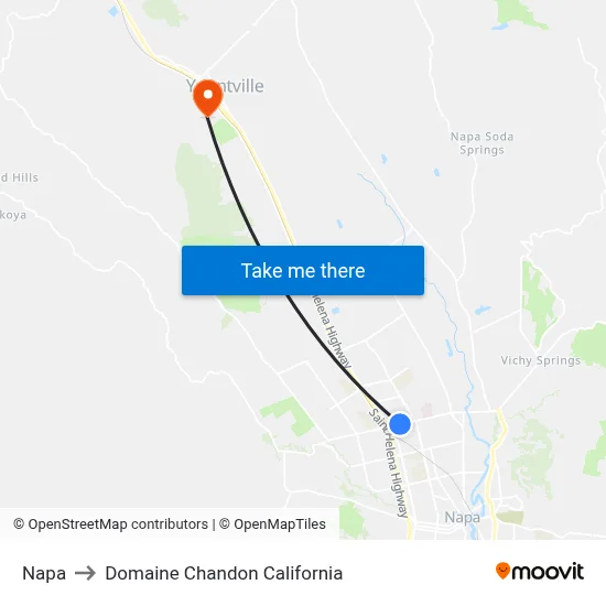 Napa to Domaine Chandon California map