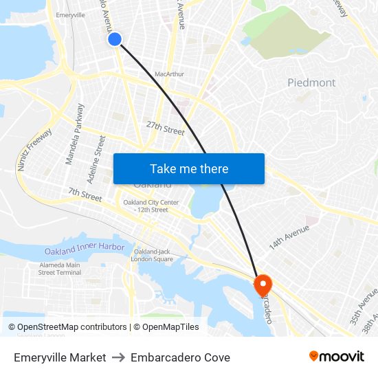 Emeryville Market to Embarcadero Cove map