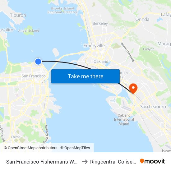 Fisherman's Wharf to Ringcentral Coliseum map