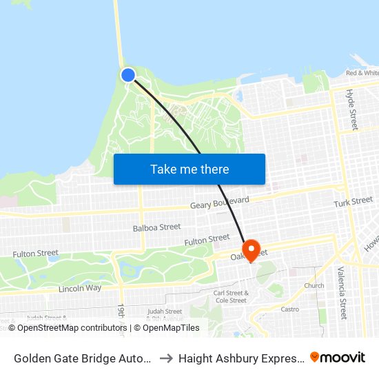 Golden Gate Bridge Automated Toll Plaza to Haight Ashbury Express Photo & Mail map