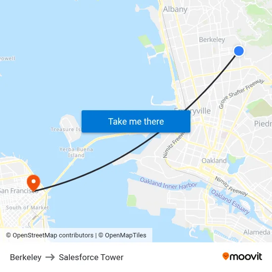 Berkeley to Salesforce Tower map