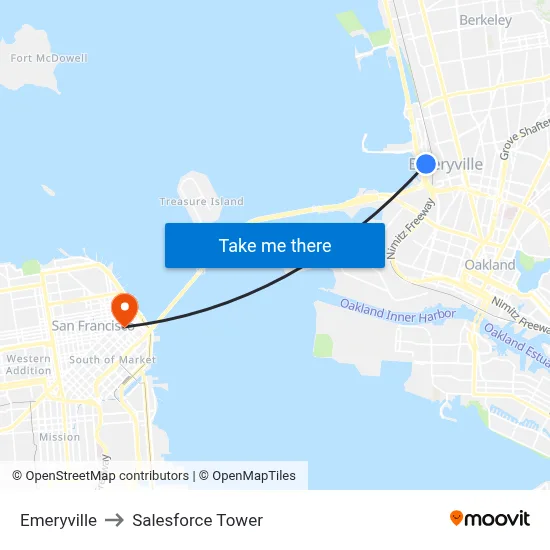Emeryville to Salesforce Tower map