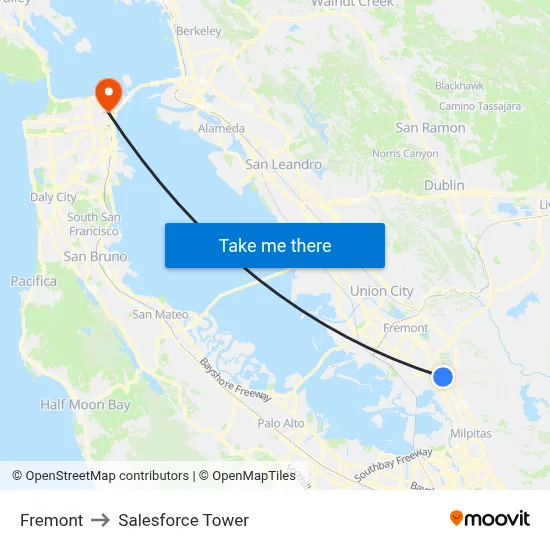Fremont to Salesforce Tower map
