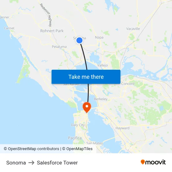 Sonoma to Salesforce Tower map