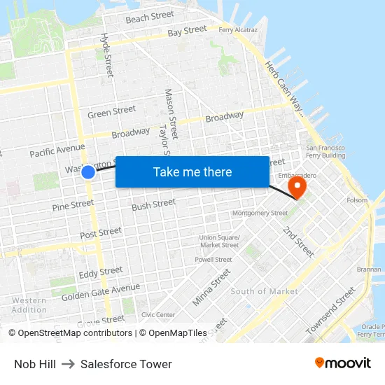 Nob Hill to Salesforce Tower map