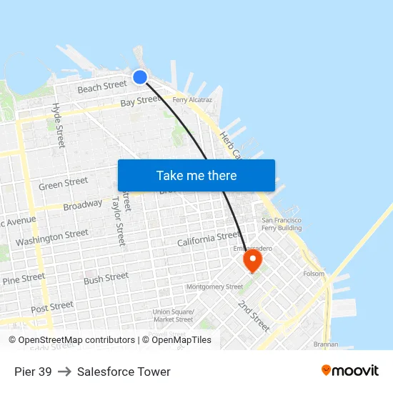 Pier 39 to Salesforce Tower map