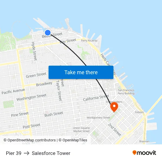 Pier 39 to Salesforce Tower map
