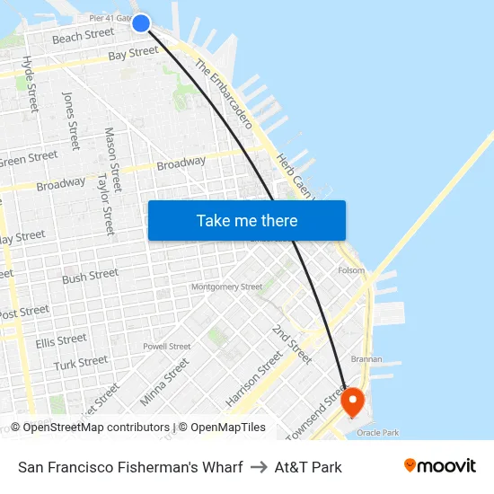 Fisherman's Wharf to At&T Park map