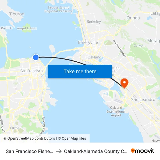 Fisherman's Wharf to Oakland-Alameda County Coliseum Complex map