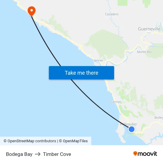 Bodega Bay to Timber Cove map
