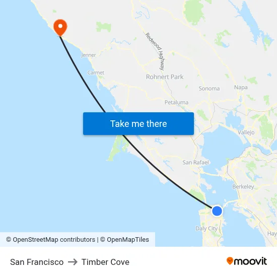 San Francisco to Timber Cove map