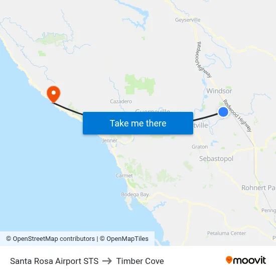 Santa Rosa Airport STS to Timber Cove map