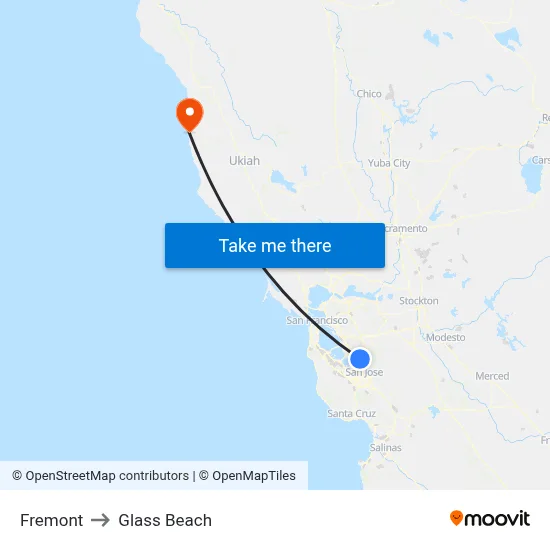 Fremont to Glass Beach map