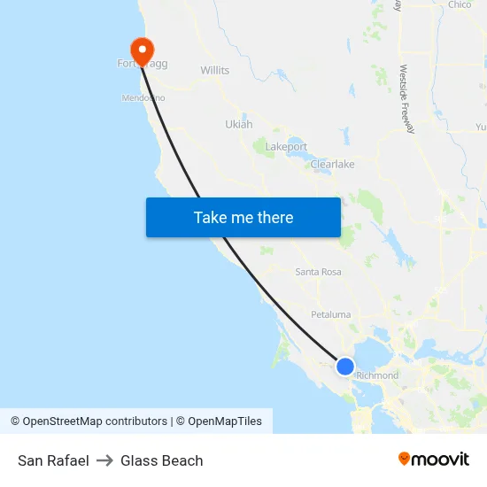 San Rafael to Glass Beach map