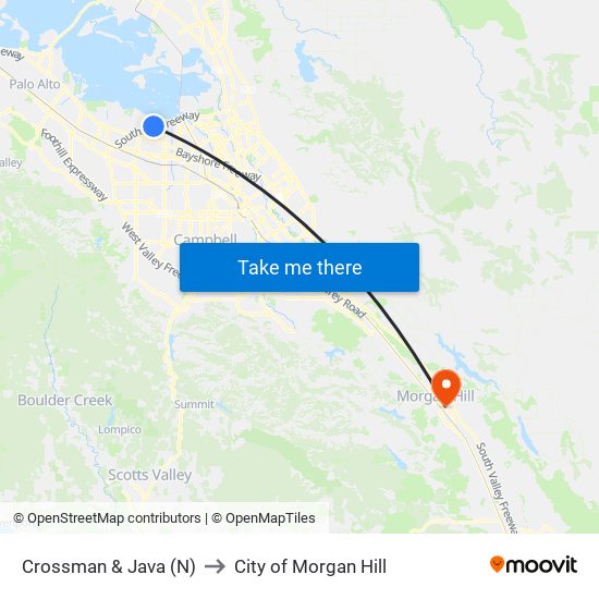 Crossman & Java (N) to City of Morgan Hill map