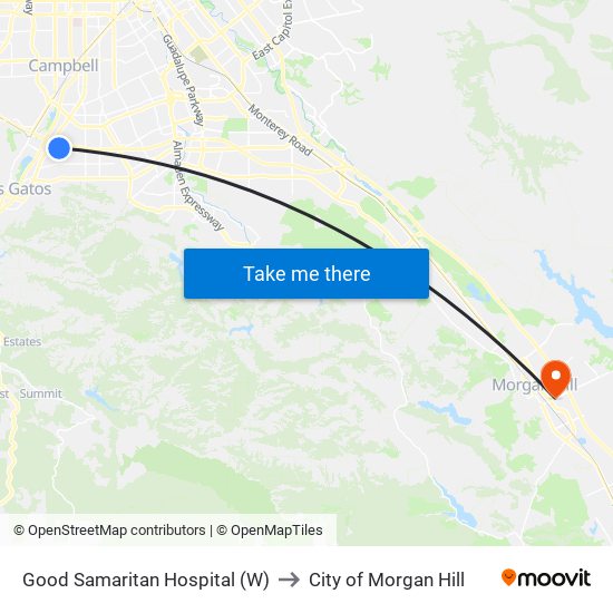 Good Samaritan Hospital (W) to City of Morgan Hill map