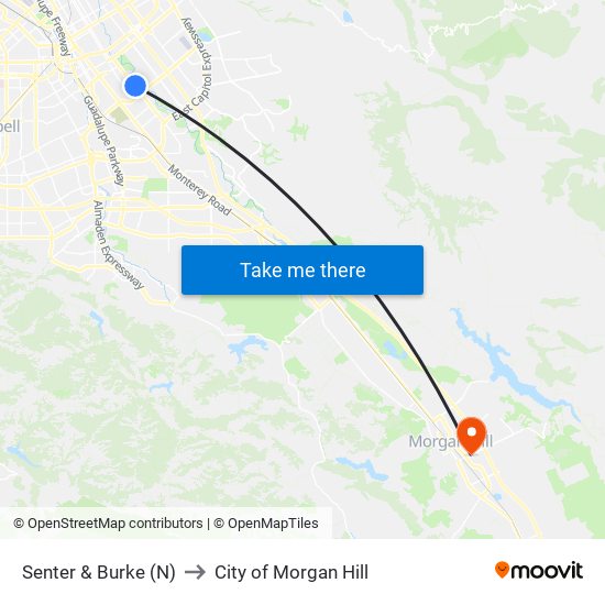 Senter & Burke (N) to City of Morgan Hill map