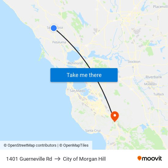 1401 Guerneville Rd to City of Morgan Hill map