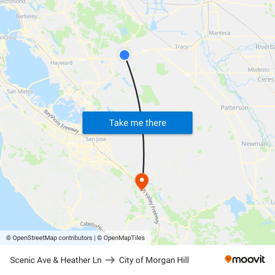 Scenic Ave & Heather Ln to City of Morgan Hill map