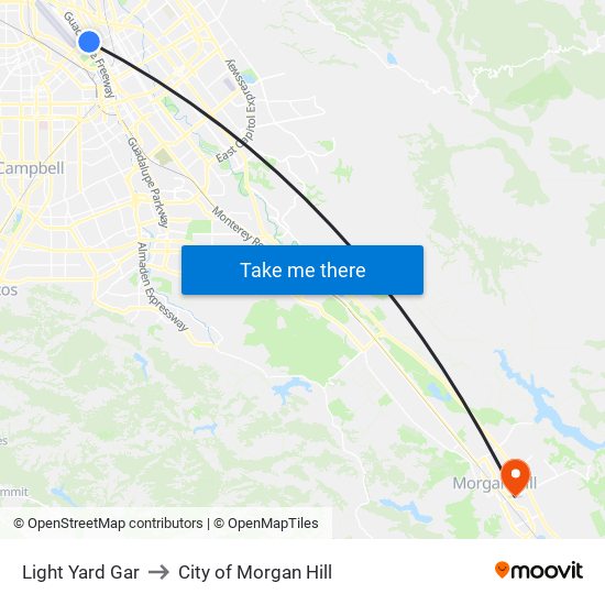 Light Yard Gar to City of Morgan Hill map