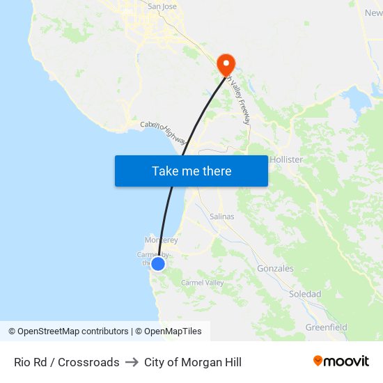 Rio Rd / Crossroads to City of Morgan Hill map