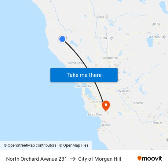 North Orchard Avenue 231 to City of Morgan Hill map